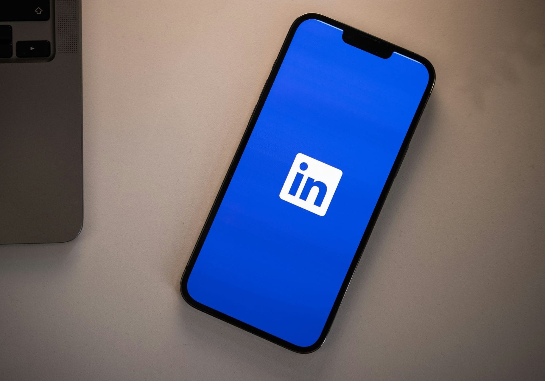 LinkedIn logo displayed on a smartphone.